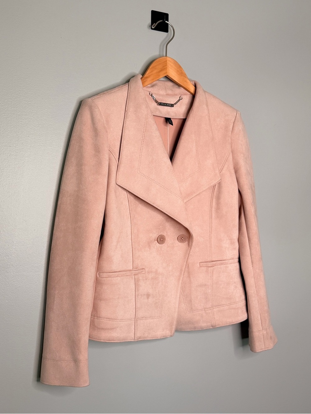 White House Black Market Ultra Suede Draped Collar Moto Blazer Jacket Size 2 - Picture 6 of 11